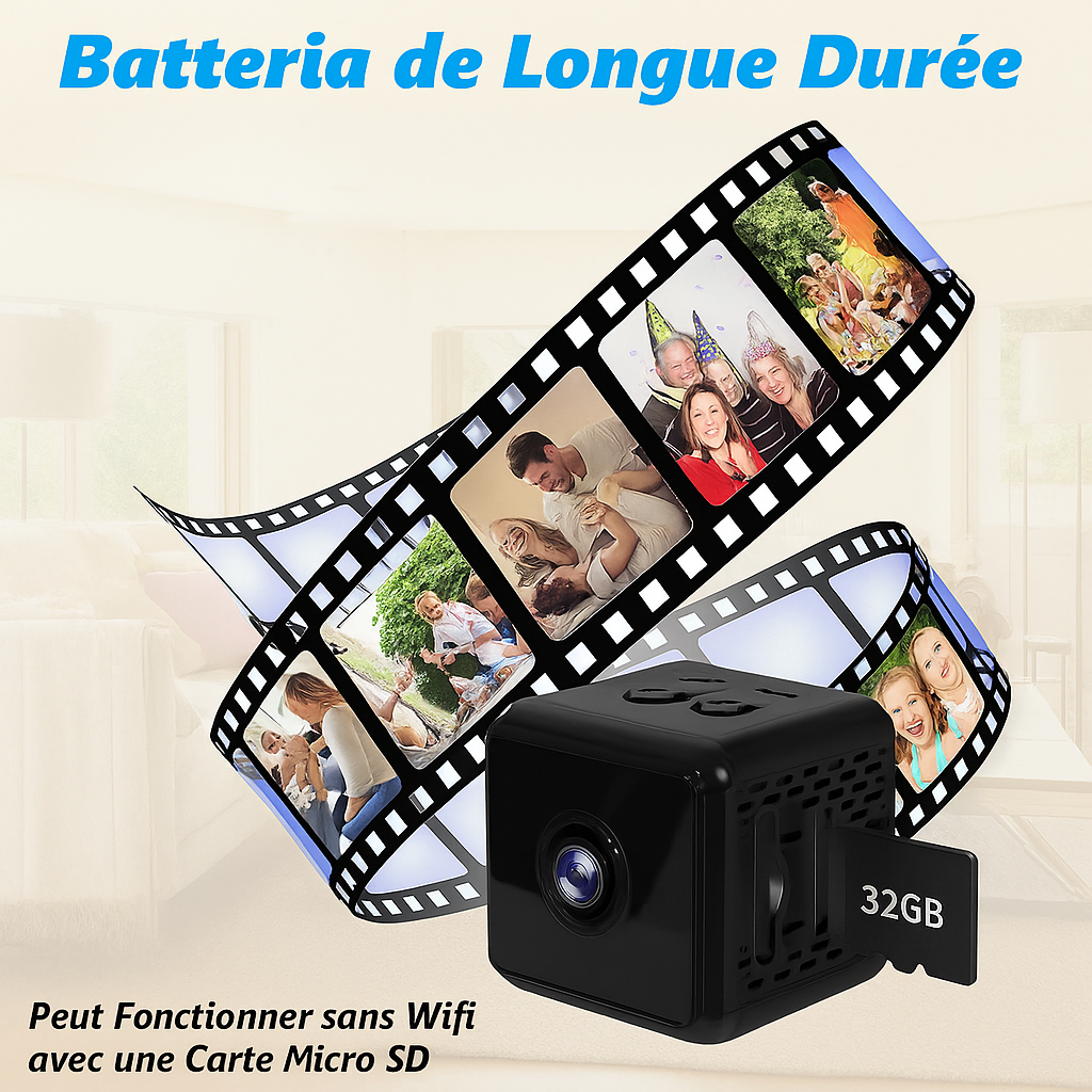 Mini Caméra Cube Wi‑Fi & Vision Nocturne Full HD – Compacte & Discrète